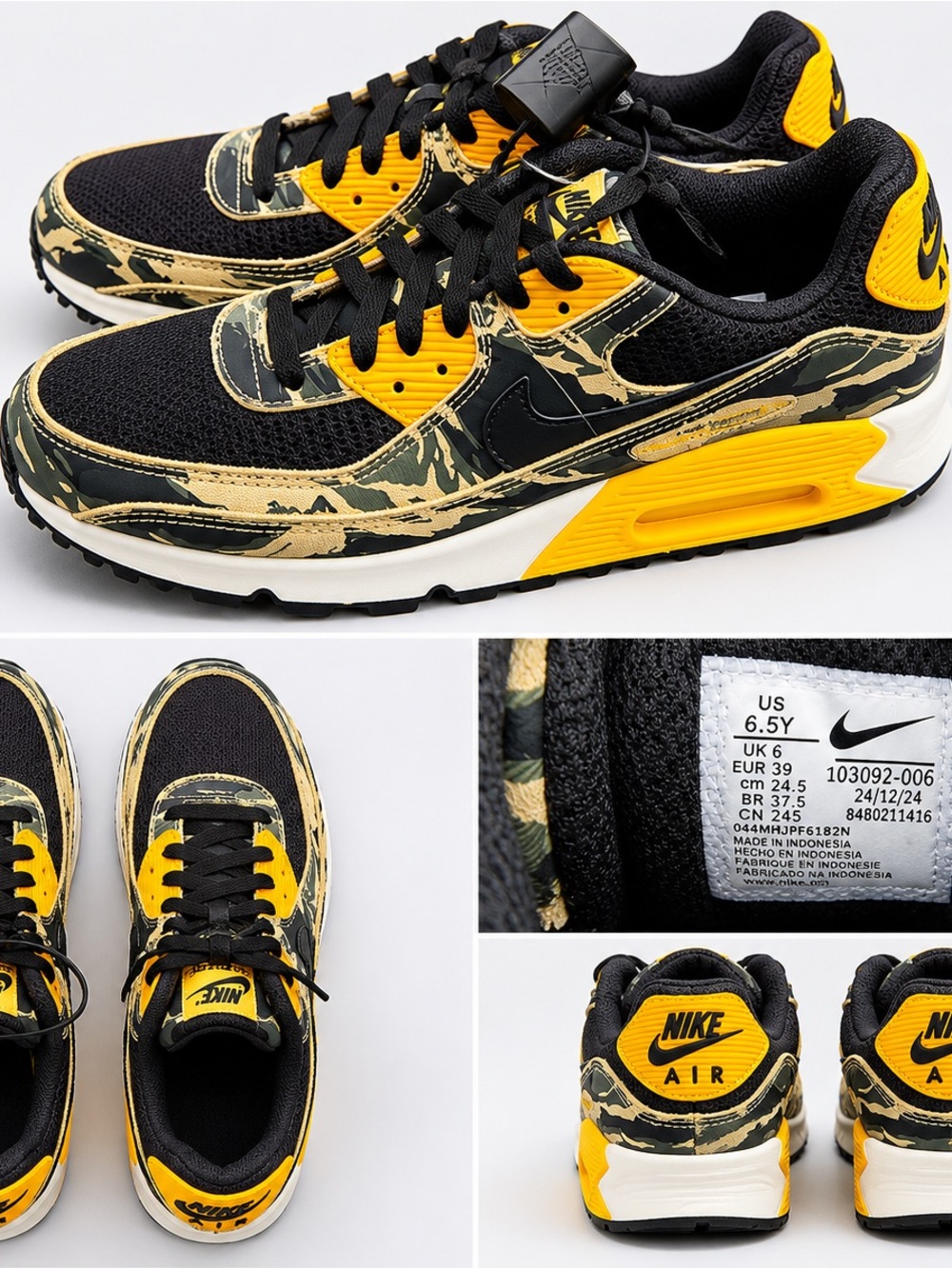 Nike Black Yellow Camo Air Max Sneakers